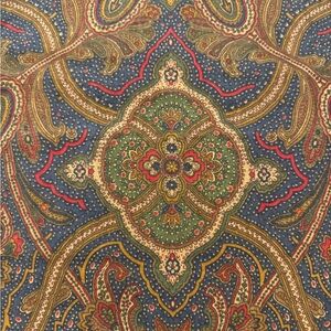 Vintage Fabric Swatches 25”x25”‎ Paisley Chocolate Brown Red Blue Green